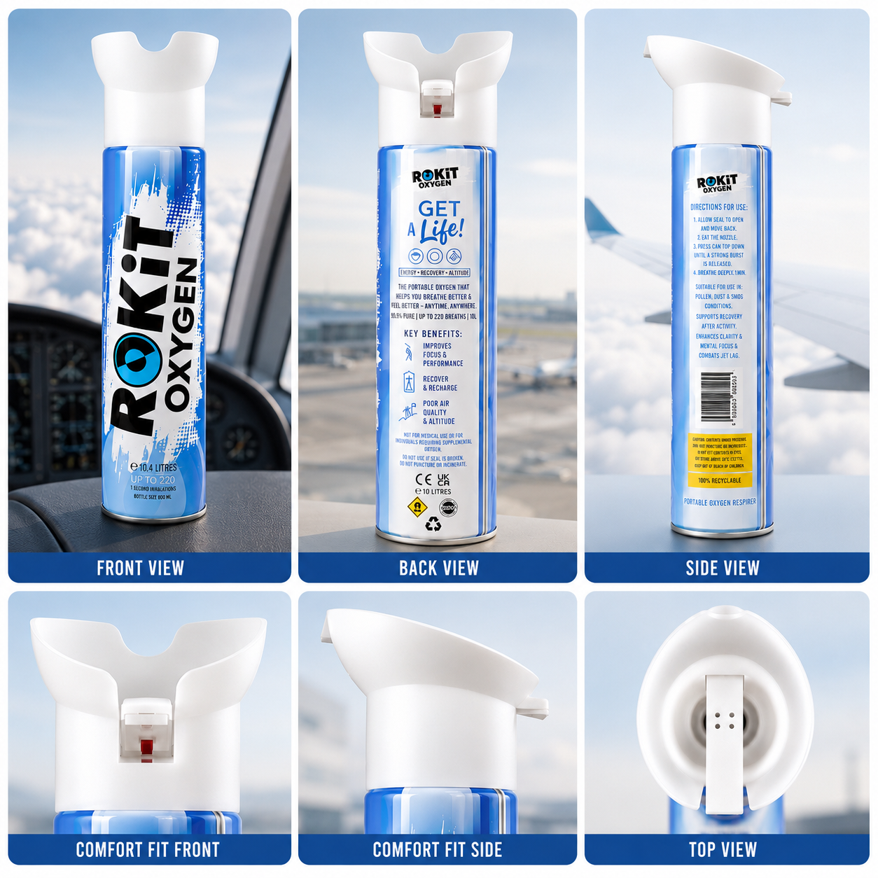 ROKiT Oxygen 10.4L | Flight Ready | 99.9% Pure Oxygen