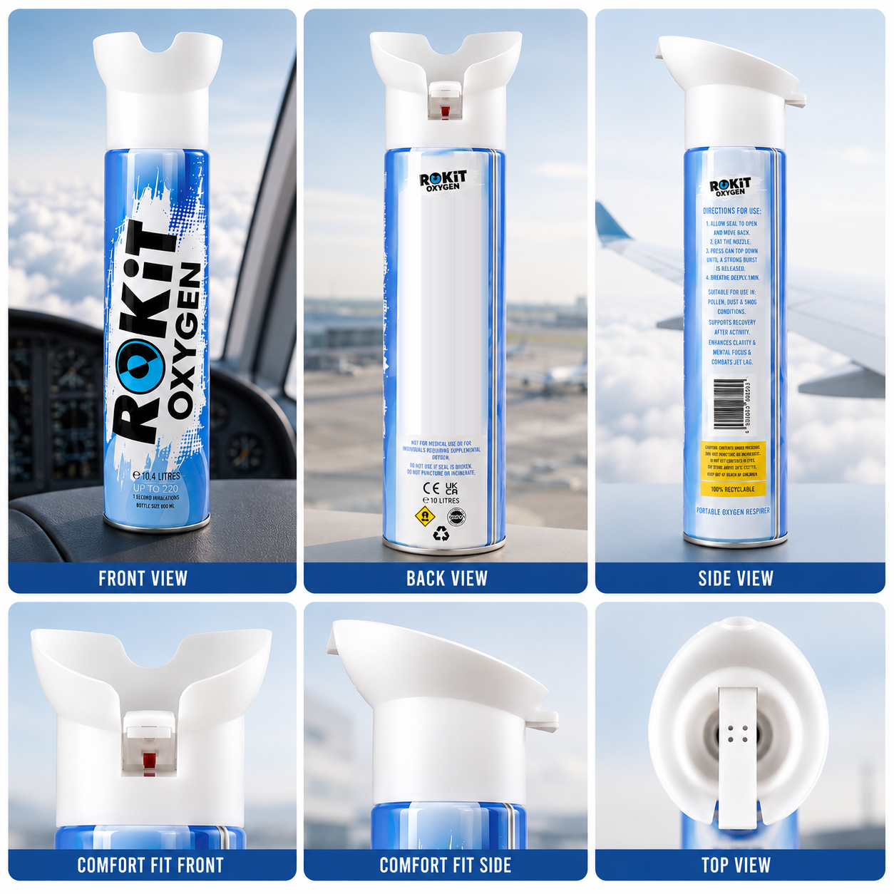 ROKiT Oxygen 10.4L | Flight Ready | 99.9% Pure Oxygen