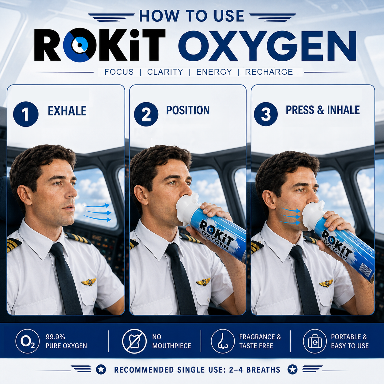 ROKiT Oxygen 10.4L | Flight Ready | 99.9% Pure Oxygen